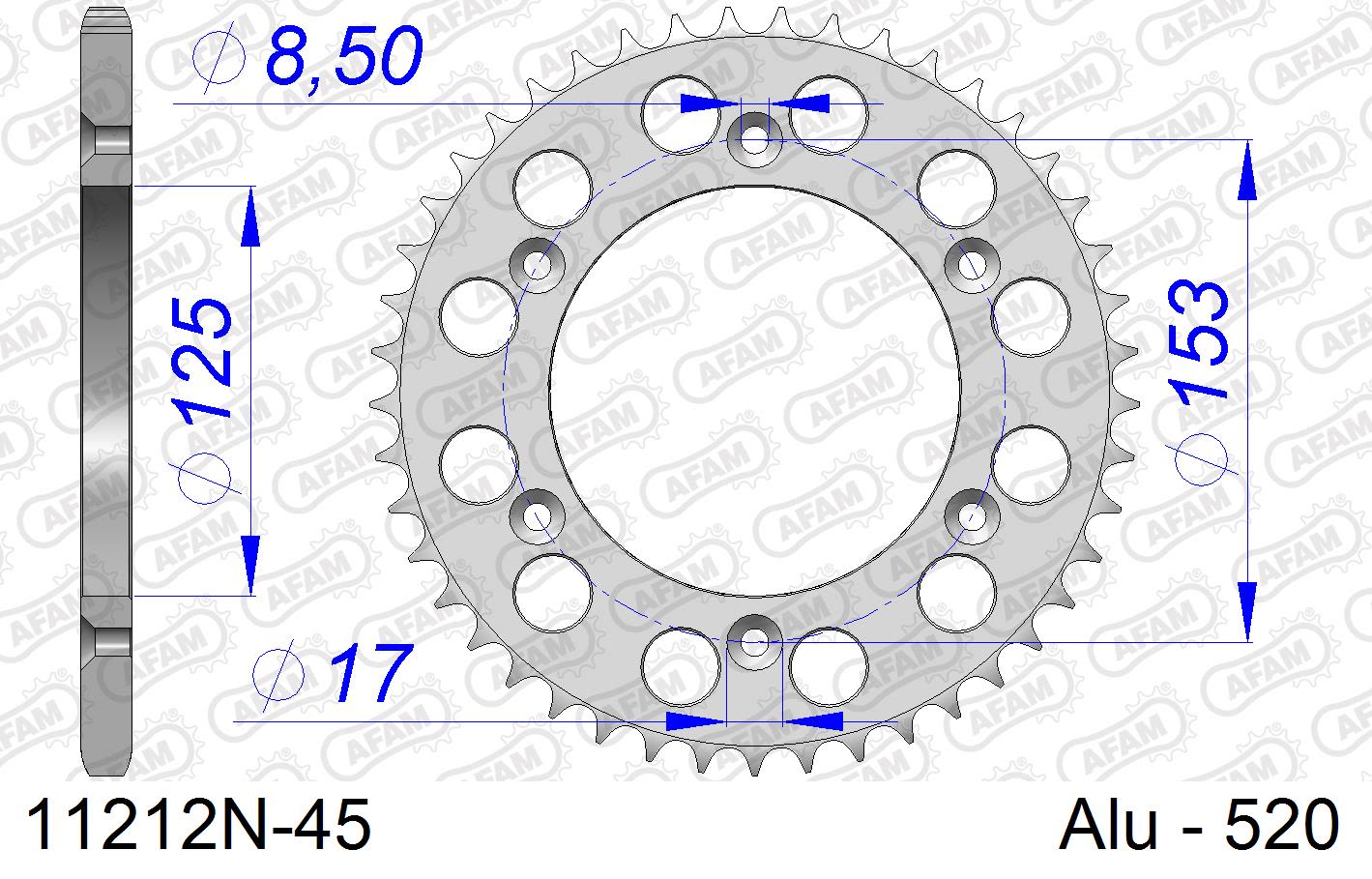 Corona AFAM 11212N-45 in all. passo 520 HONDA XR 400 R 1996 -2005