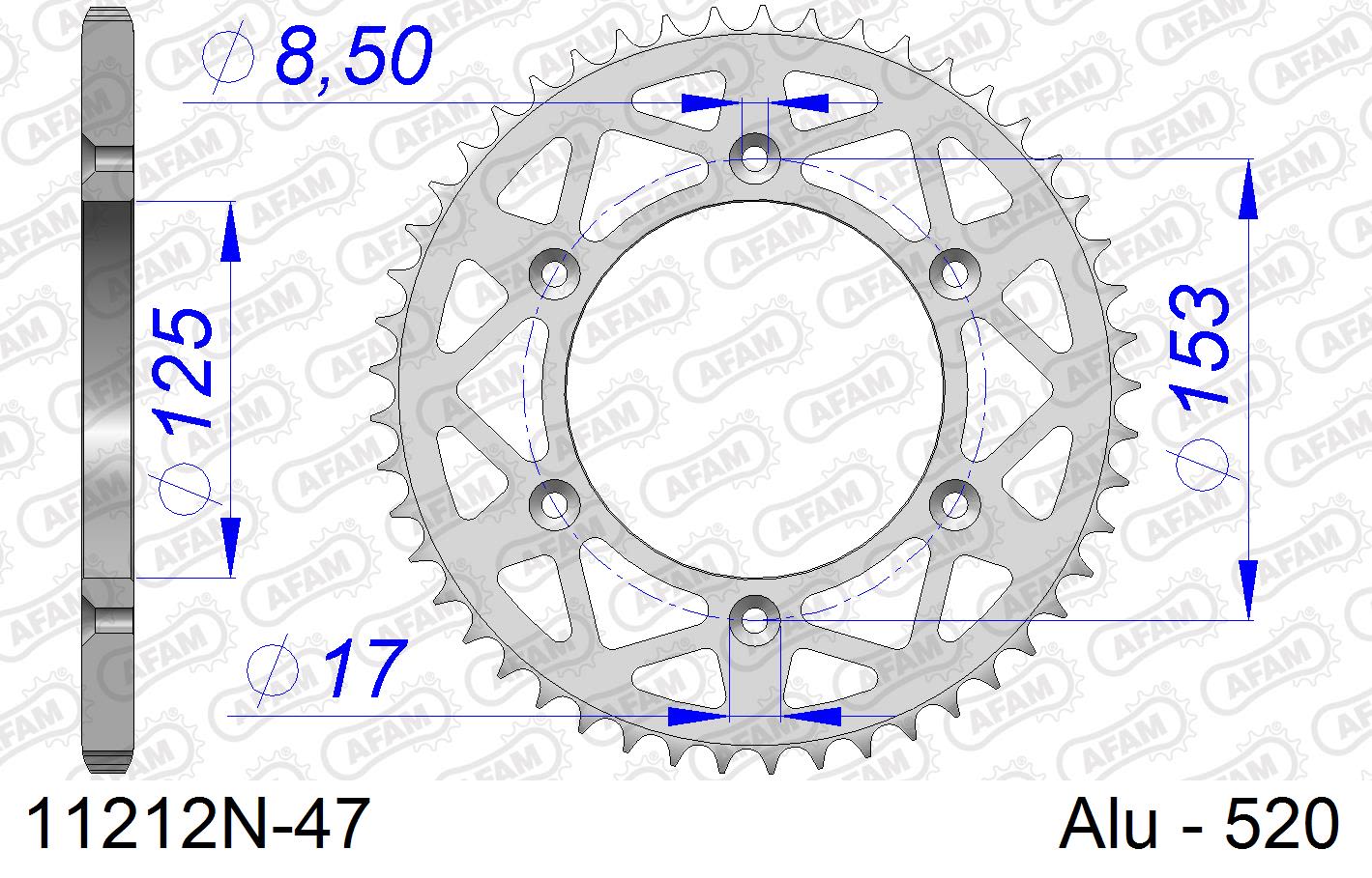 Corona AFAM 11212N-47 in all. passo 520 HM-HONDA CRE 250 R ENDURO 2002 -2007