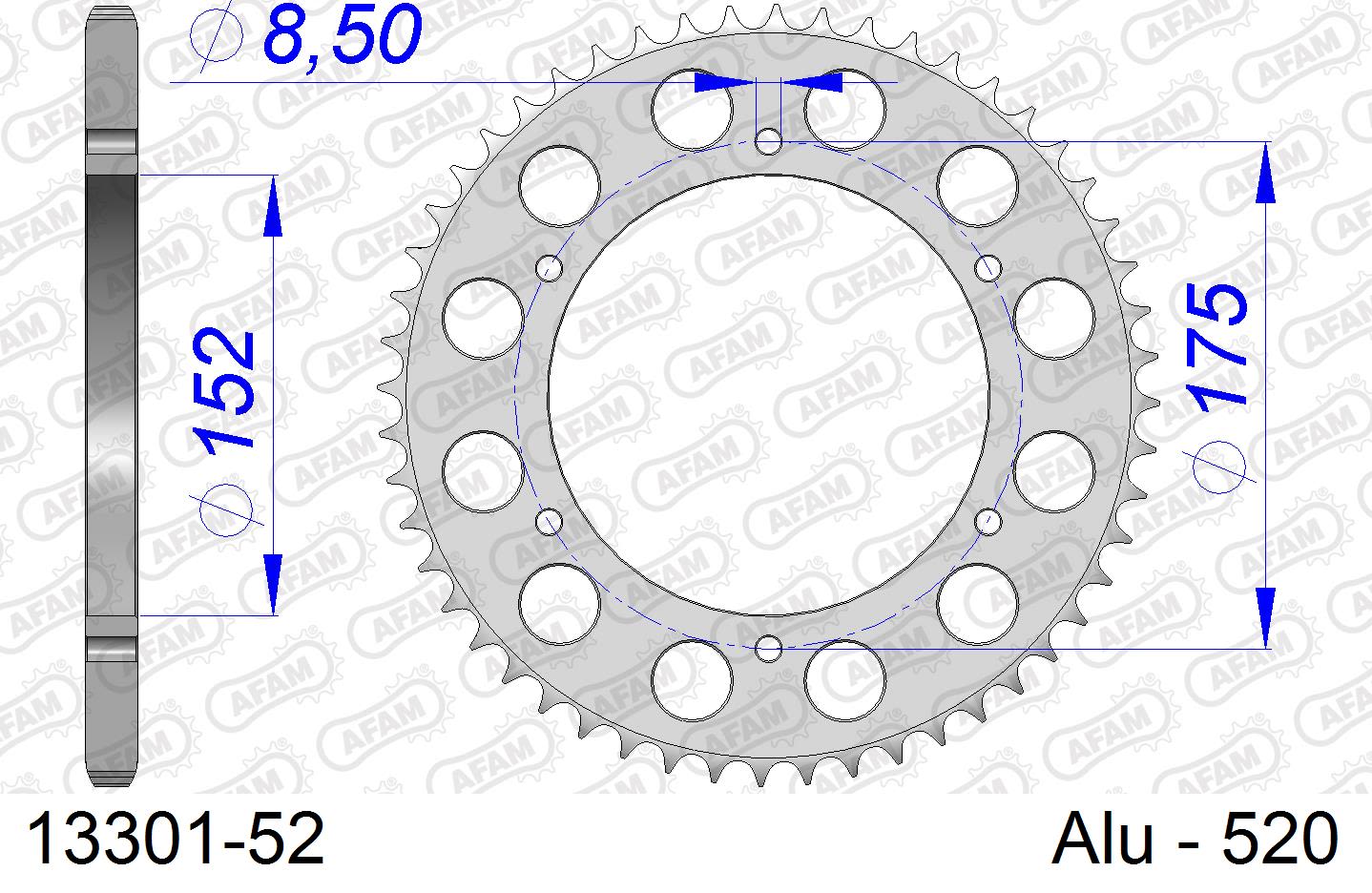 Corona AFAM 13301-52 in all. passo 520 YAMAHA DT 200 WR 1992  -1993
