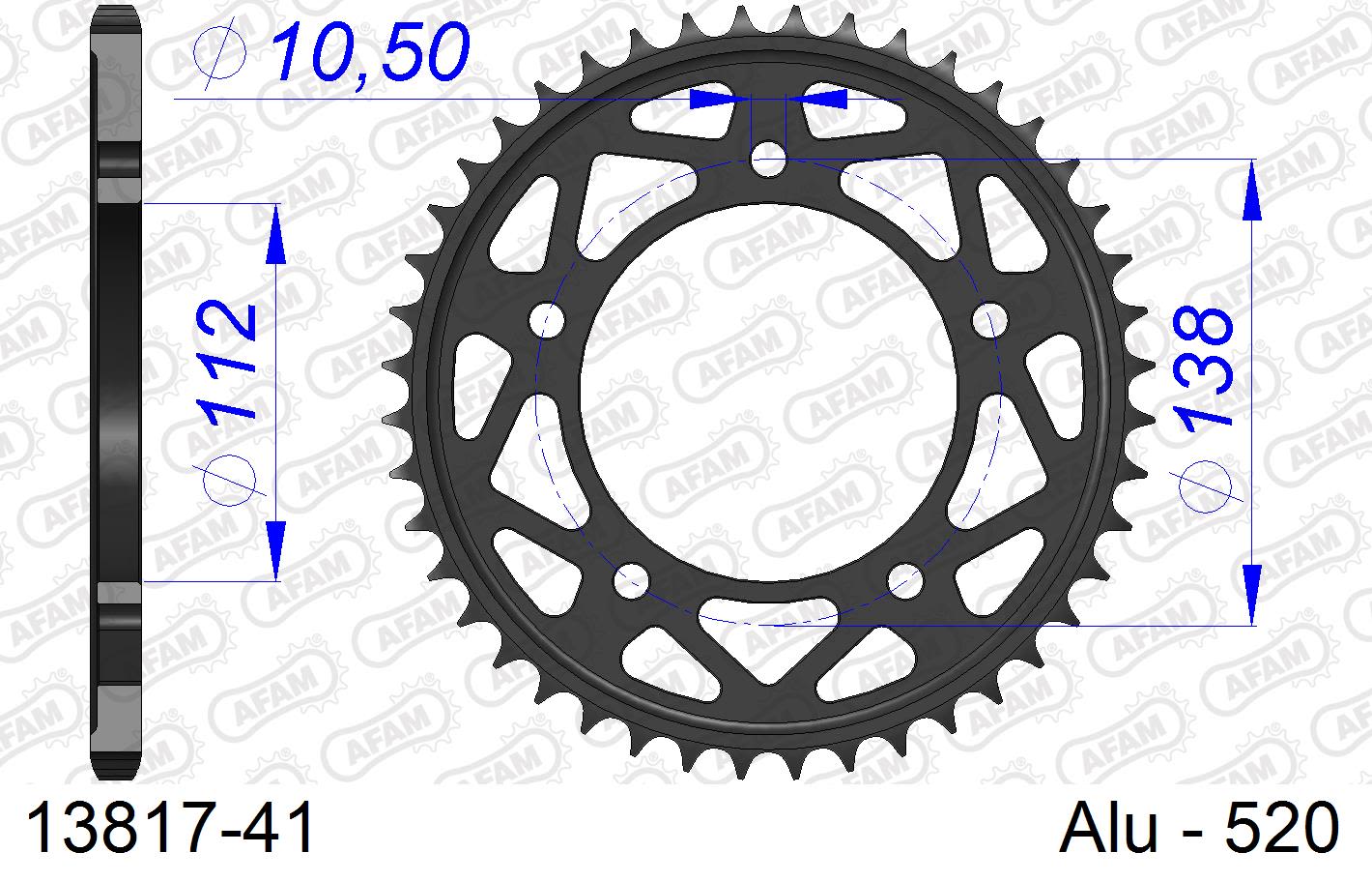 Corona AFAM 13817-41 in all. passo 520 YAMAHA YZF-R1 1000 2015  -2022