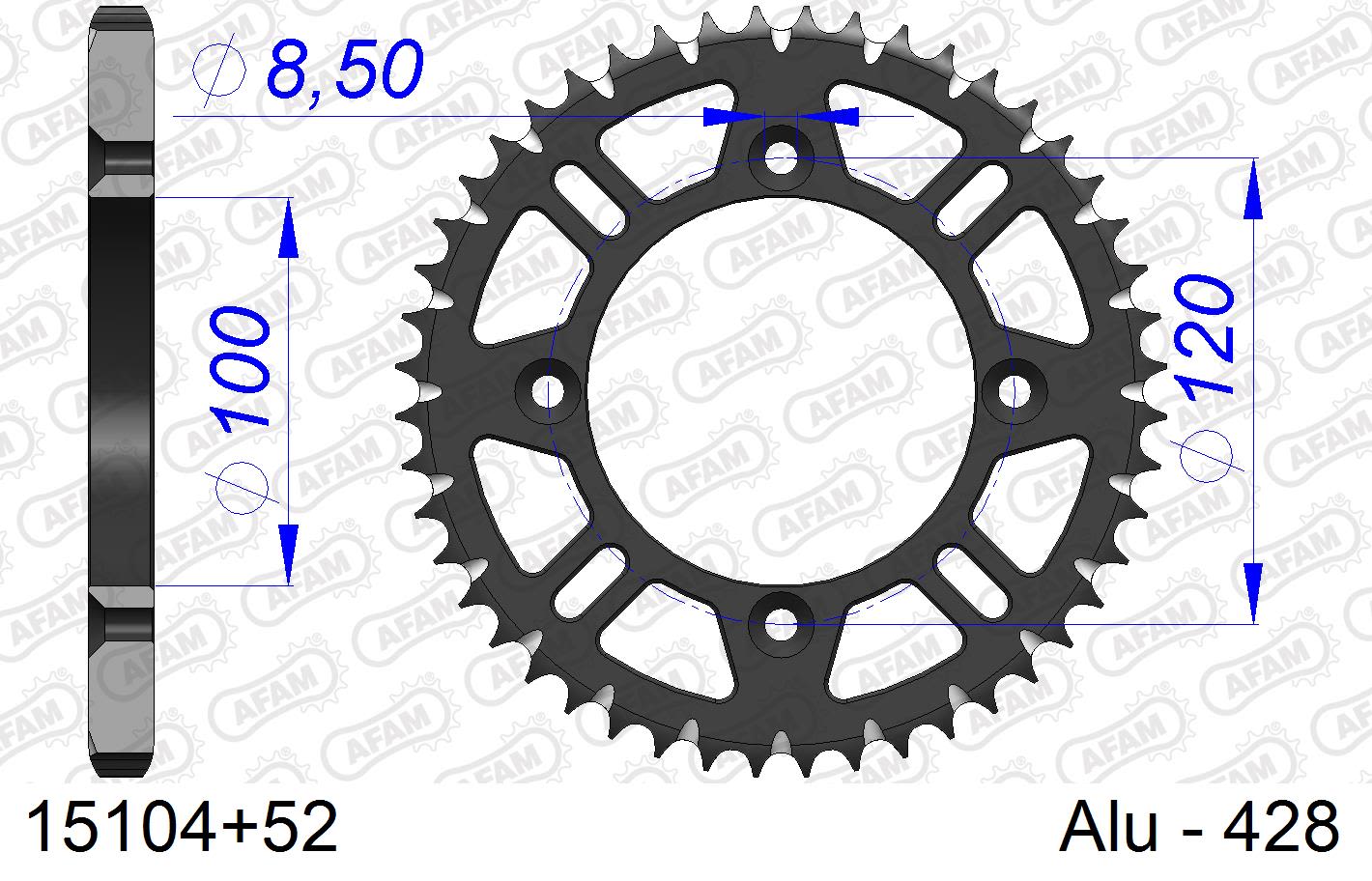 Corona AFAM 15104+52 in all. passo 428 YAMAHA YZ 85 LW 2002  -2018