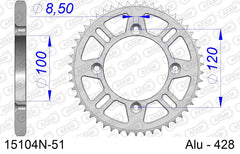 Corona AFAM 15104N-51 in all. passo 428 YAMAHA YZ 85 LW 2019  -2022