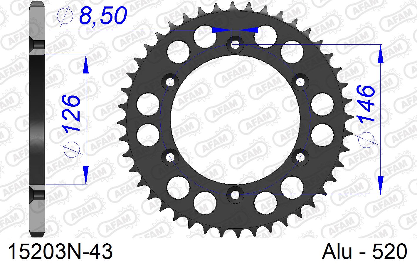 Corona AFAM 15203N-43 in all. passo 520 SUZUKI DR 350 SE 1996  -1999