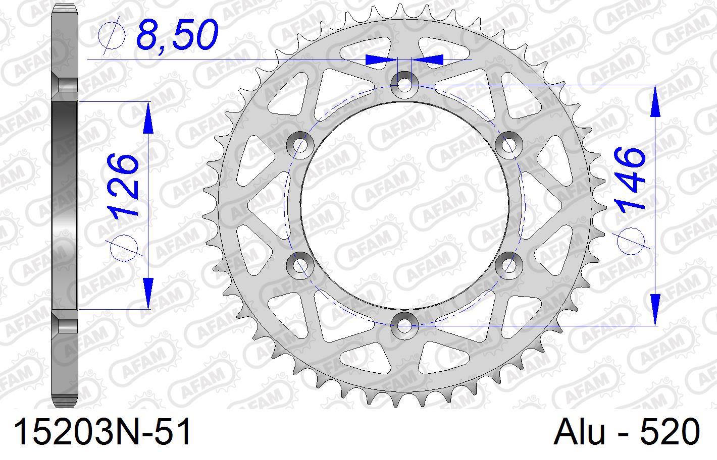 Corona AFAM 15203N-51 in all. passo 520 SUZUKI RM 125 1984  -2011