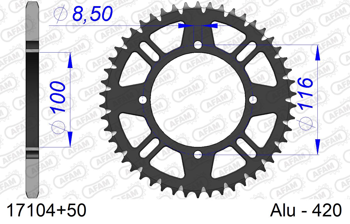 Corona AFAM 17104+50 in all. passo 420 KAWASAKI KX 85 17-14 2003  -2023