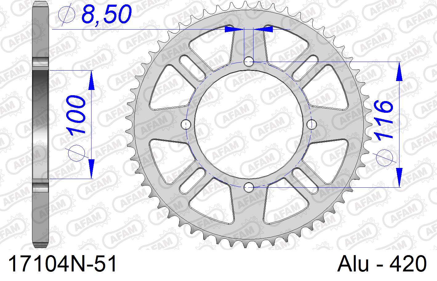 Corona AFAM 17104N-51 in all. passo 420 KAWASAKI KX 80 1998  -2000