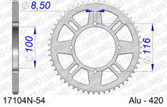 Corona AFAM 17104N-54 in all. passo 420 KAWASAKI KX 80 1989  -1991