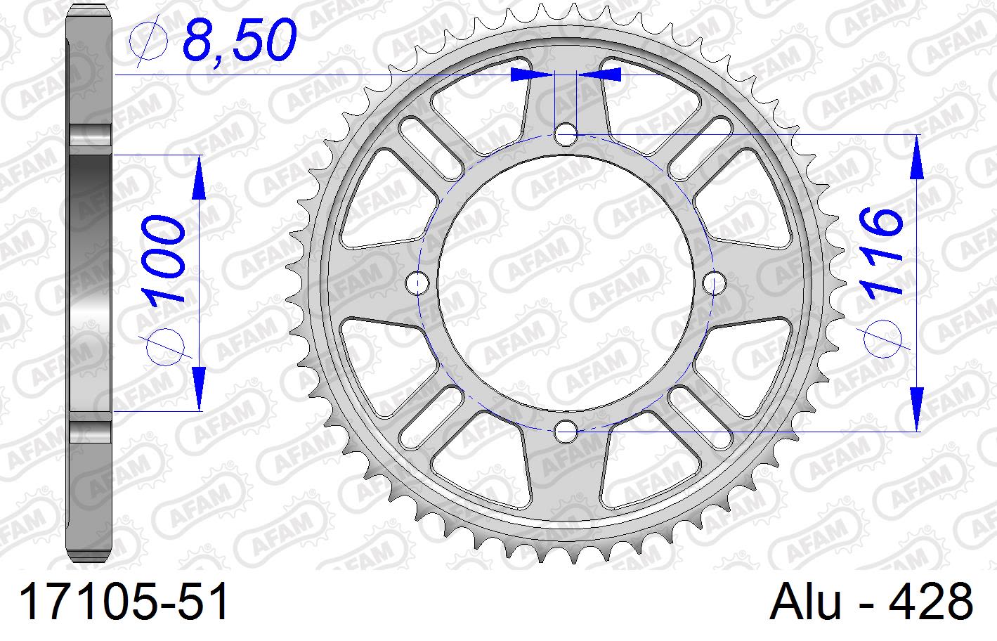 Corona AFAM 17105-51 in all. passo 428 KAWASAKI KX 100 1998  -2013
