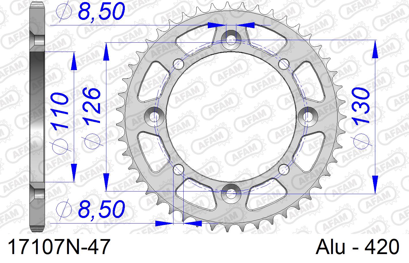 Corona AFAM 17107N-47 in all. passo 420 KAWASAKI KX 65 2002  -2023