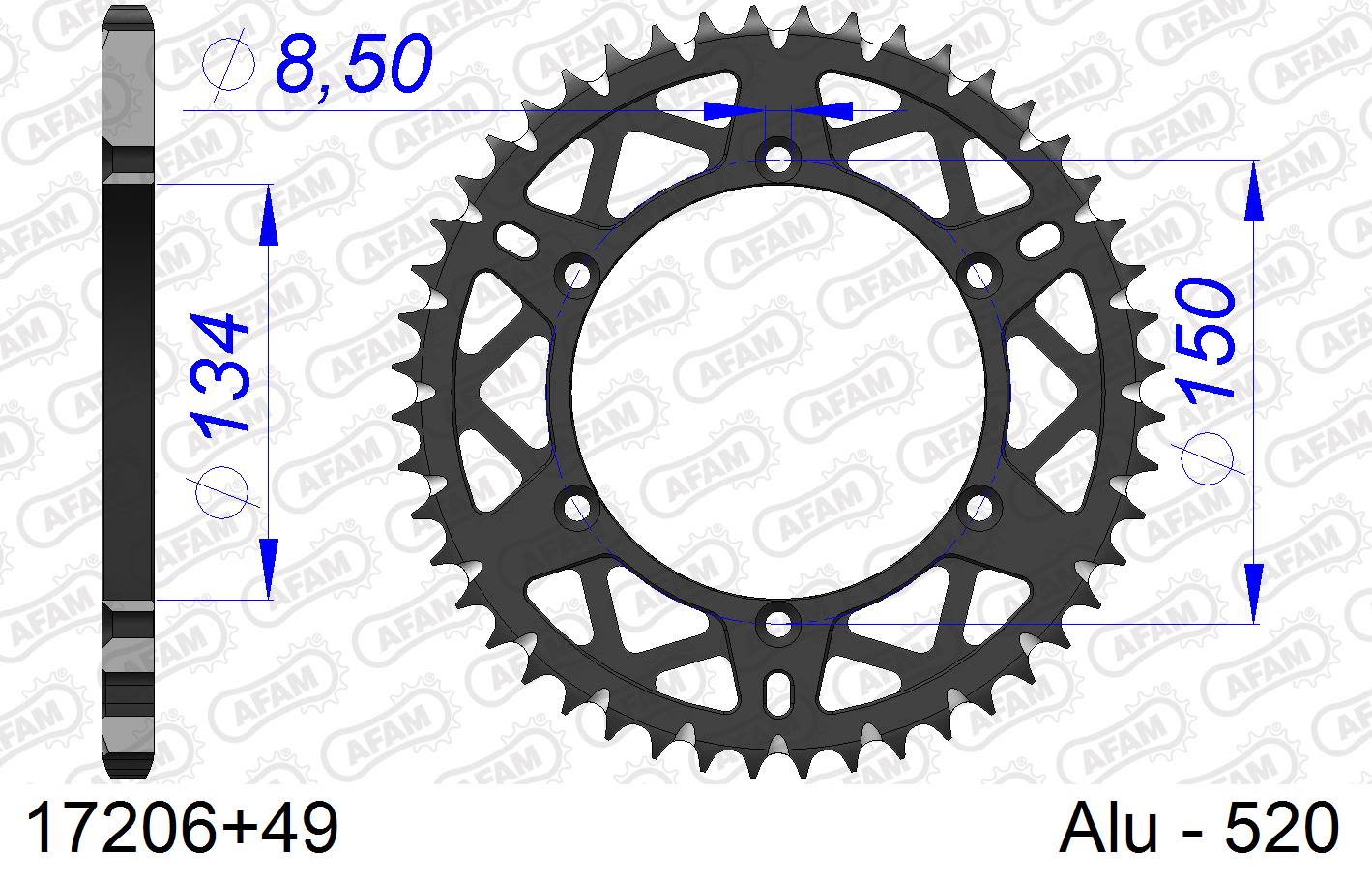 Corona AFAM 17206+49 in all. passo 520 KAWASAKI KX 125 2000  -2002