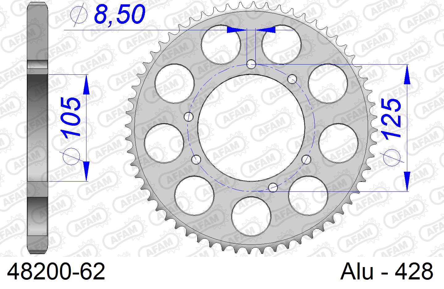 Corona AFAM 48200-62 in all. passo 428 HM-HONDA CRE F 125 BAJA 4T 2011  -2016