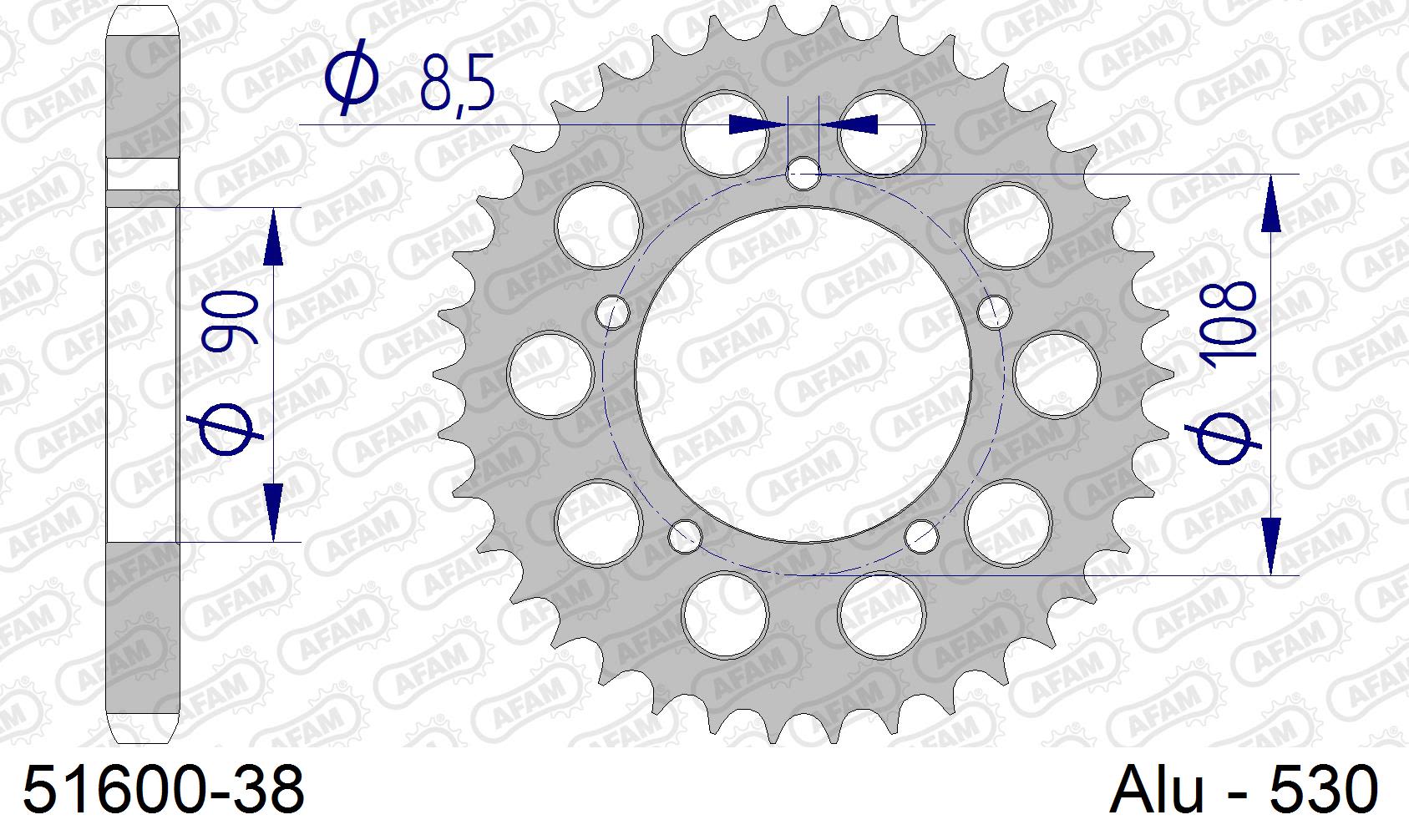 Corona AFAM 51600-38 in all. passo 530 DUCATI 900 SD DARMAH 1977 -1979