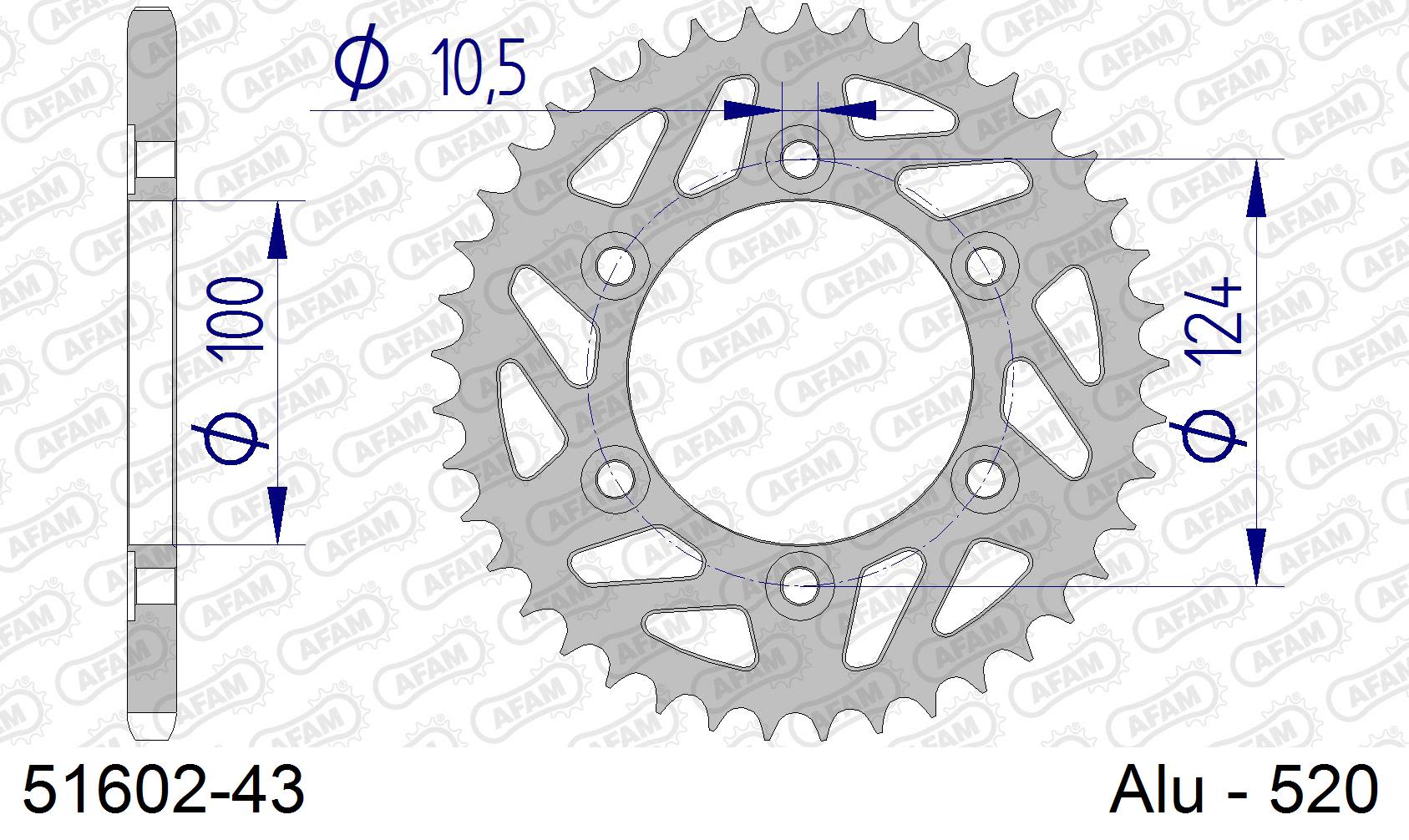 Corona AFAM 51602-43 in all. passo 520 DUCATI 600 MONSTER 1995 -1997