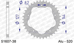 Corona AFAM 51607-38 in all. passo 520 DUCATI 748 BIPOSTO 1995 -2002