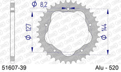 Corona AFAM 51607-39 in all. passo 520 DUCATI 848 2008 -2010