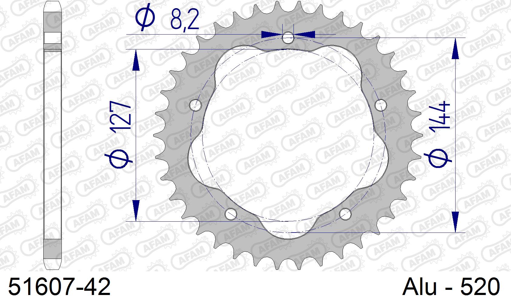 Corona AFAM 51607-42 in all. passo 520 DUCATI 1100 HYPERMOTARD 2007 -2009