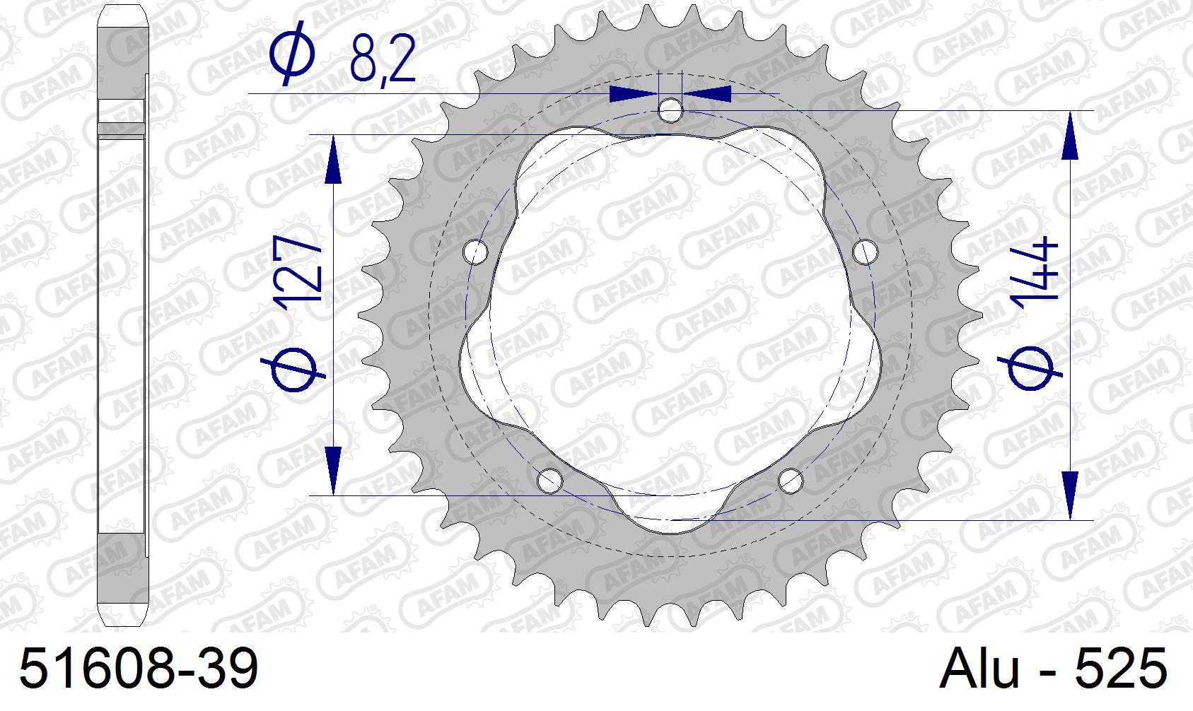 Corona AFAM 51608-39 in all. passo 525 DUCATI 1100 MONSTER 2009 -2010