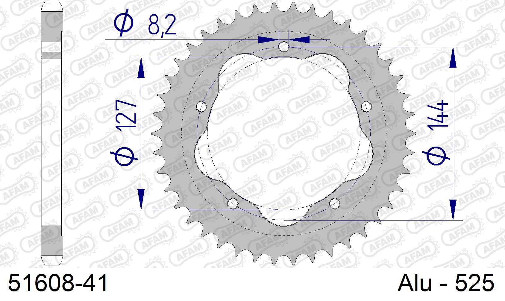 Corona AFAM 51608-41 in all. passo 525 DUCATI 1000 S2R MONSTER 2007 -2008