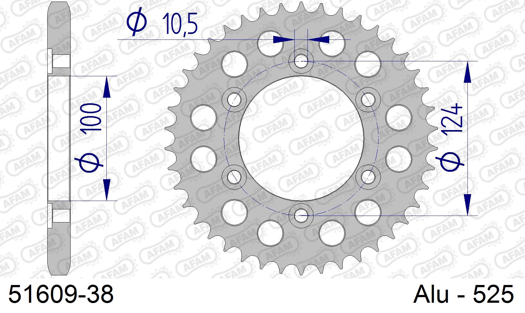 Corona AFAM 51609-38 in all. passo 525 DUCATI 1000 DS SUPERSPORT 2005 -2006