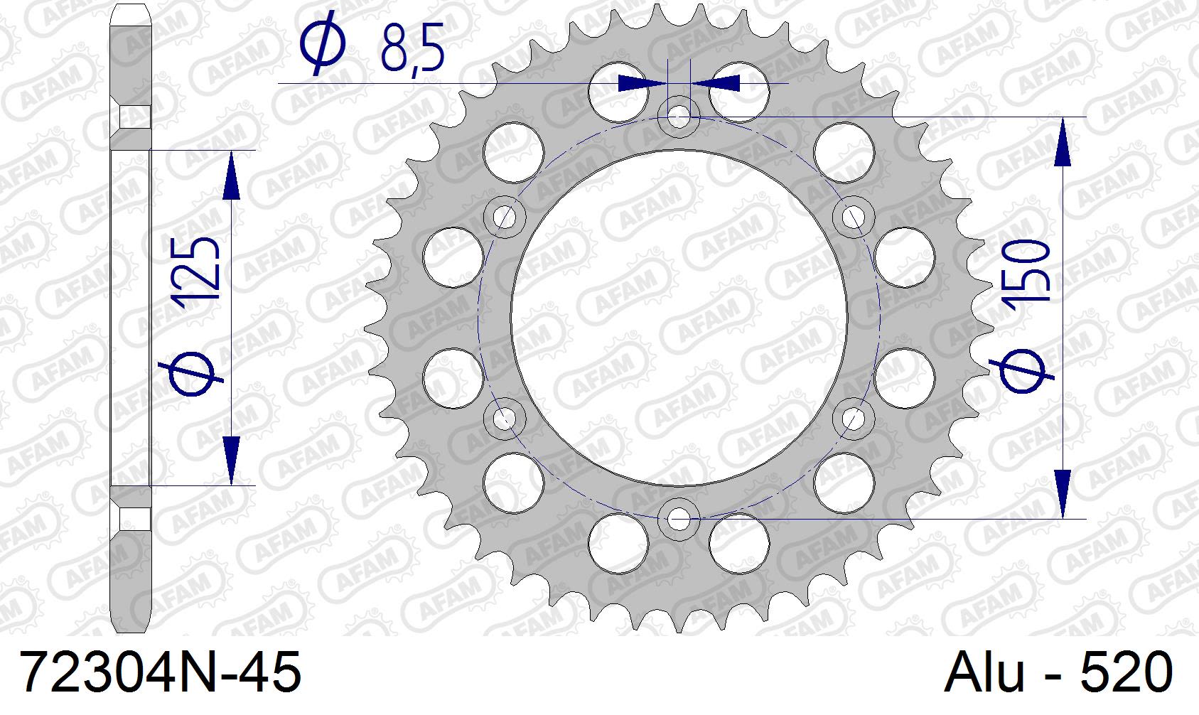 Corona AFAM 72304N-45 in all. passo 520 HUSABERG FE 650 E 2004  -2008