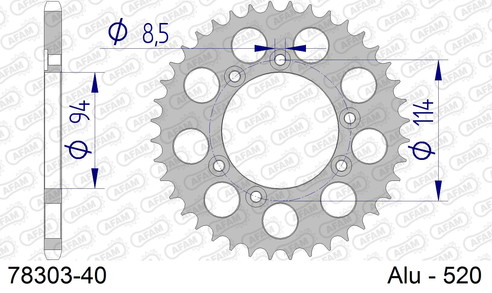 Corona AFAM 78303-40 in all. passo 520 MONTESA/HONDA 314 R 1994  -1996