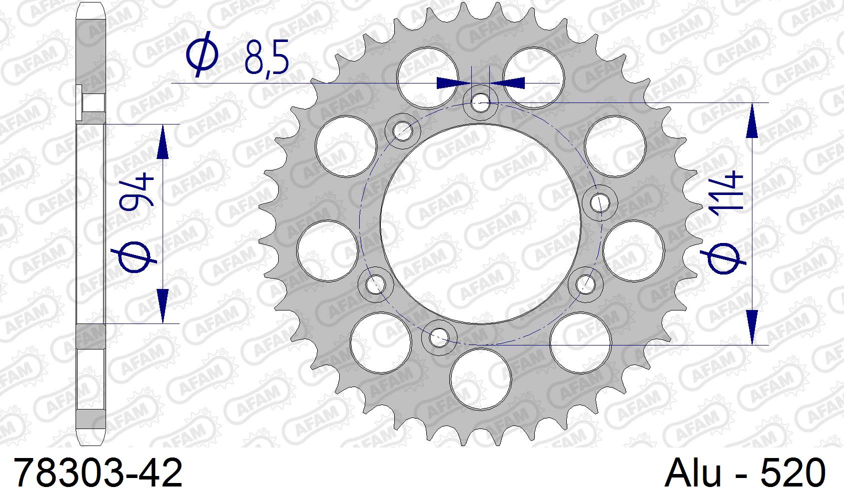 Corona AFAM 78303-42 in all. passo 520 MONTESA/HONDA 315 R 2001  -2004