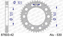 Corona AFAM 87603-42 in all. passo 530 SUZUKI GSX-R 1000 2001  -2006