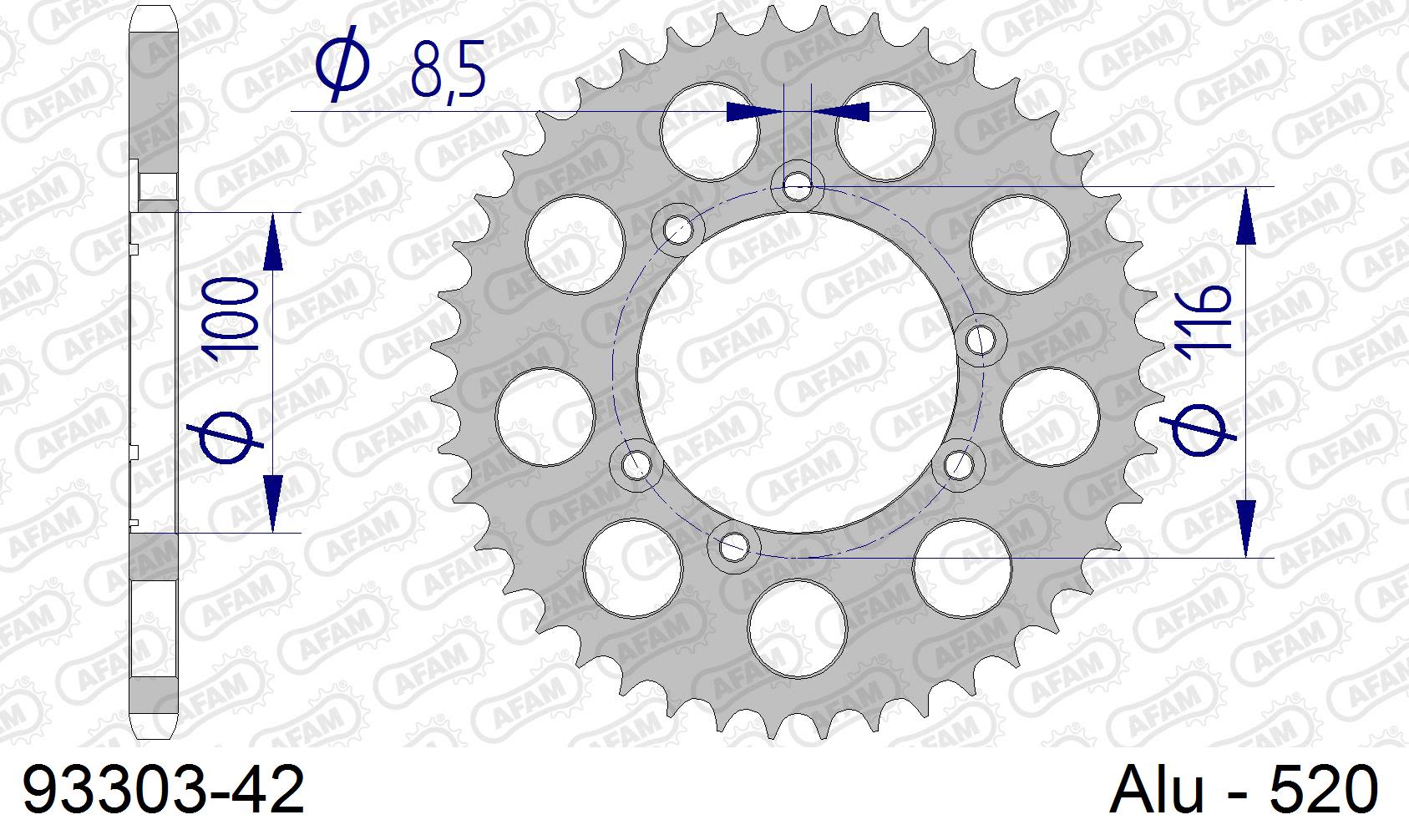 Corona AFAM 93303-42 in all. passo 520 SHERCO 2,5 TRIAL 2.5 1999  -2001