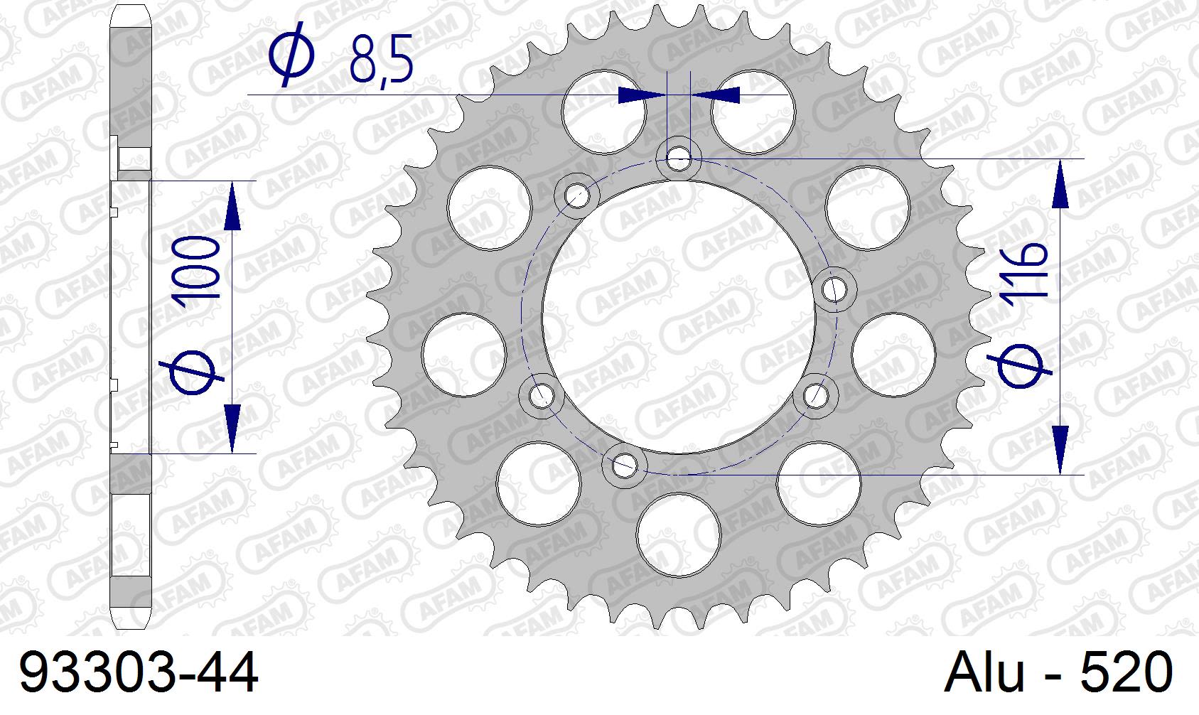 Corona AFAM 93303-44 in all. passo 520 GAS-GAS JTX 125 1995  -1998