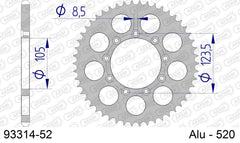 Corona AFAM 93314-52 in all. passo 520 T.M. EN 125 ENDURO 2001  -2011