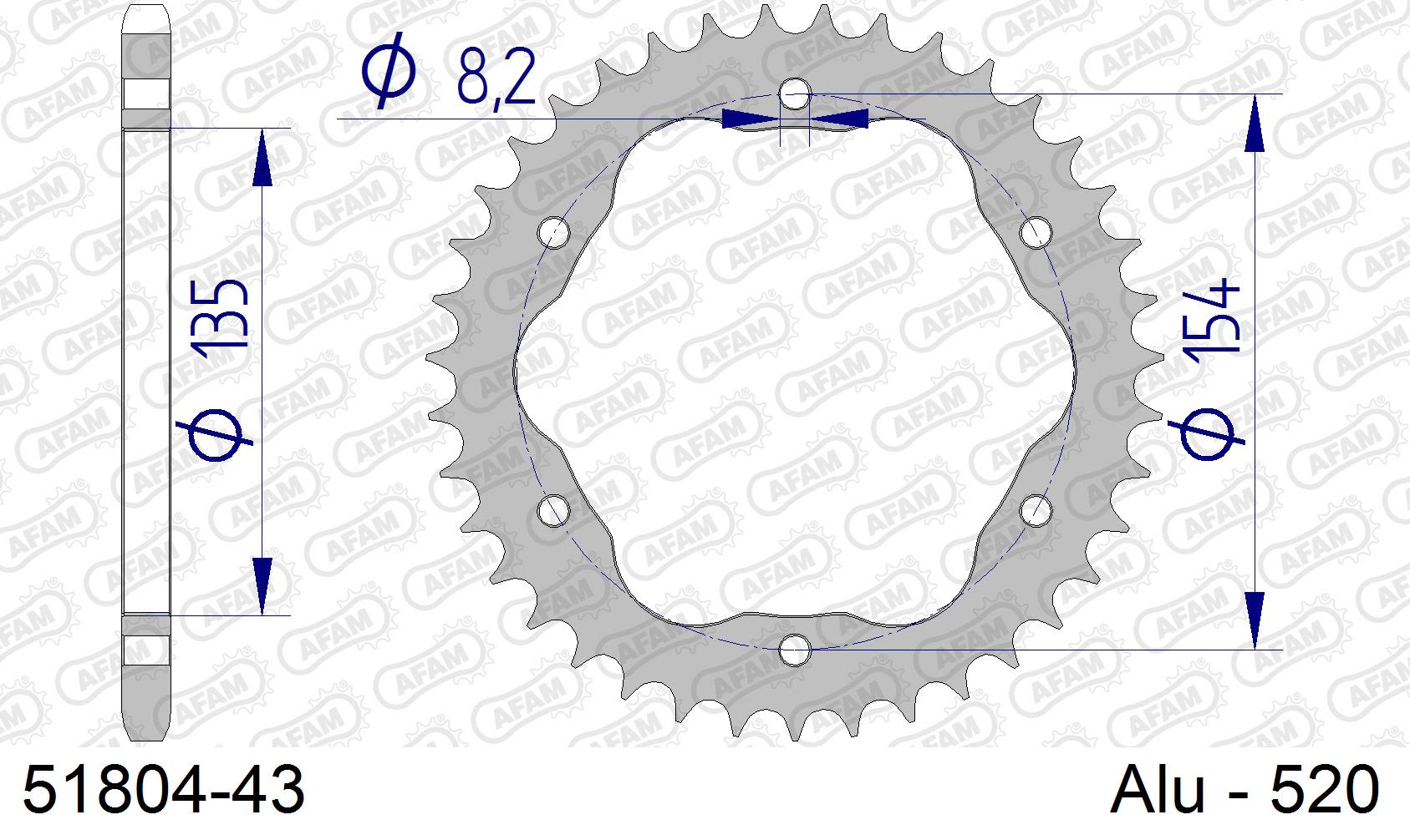 Corona AFAM 51804-43In All  Passo 520 DUCATI PANIGALE 955 V2 (FOR SPROCKET CARRIER PCD5) 2020  -2022