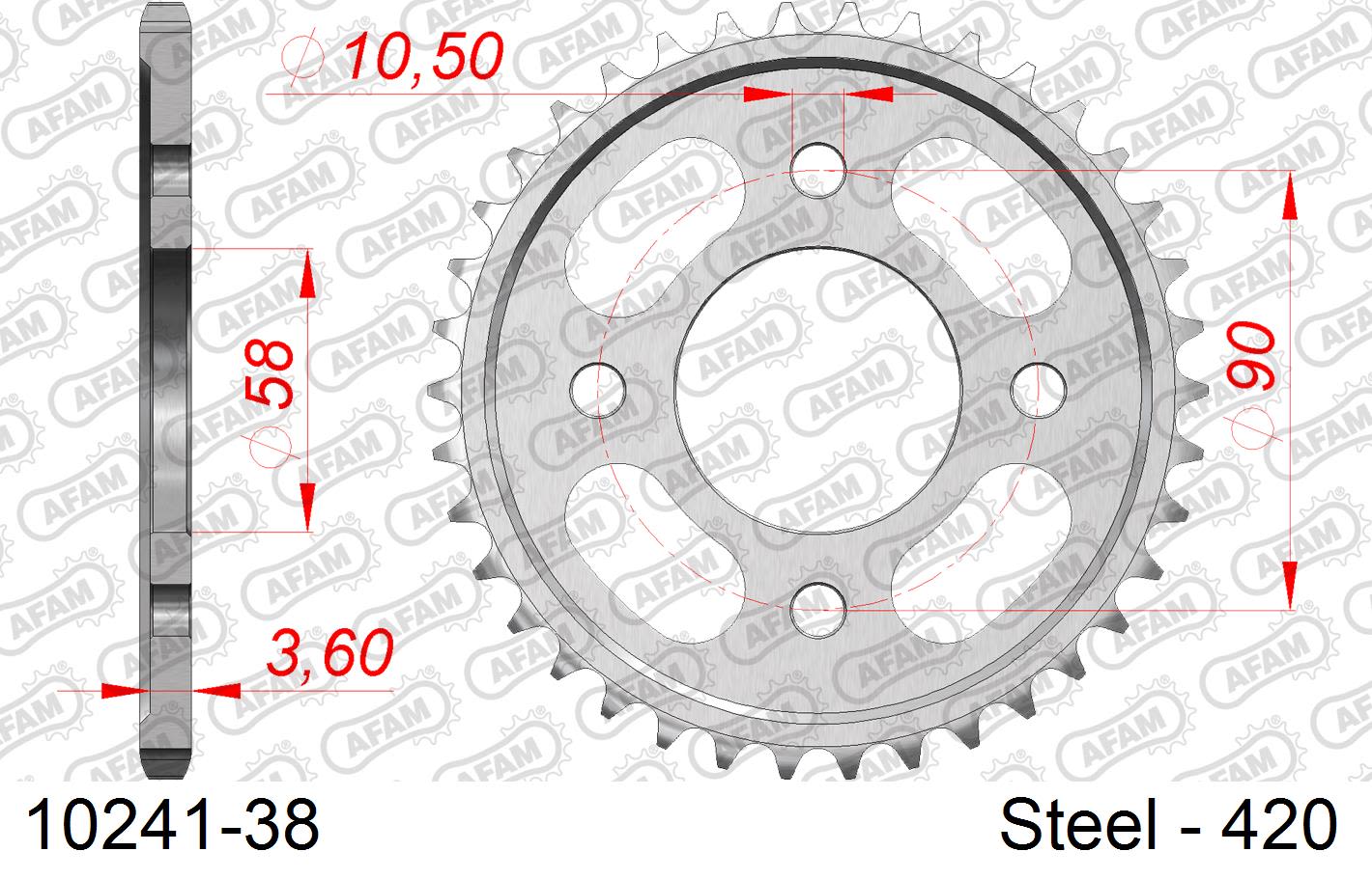 Corona AFAM acciaio10241-38 Passo 420 HONDA MSX 125 A GROM ABS M 2021  -2022