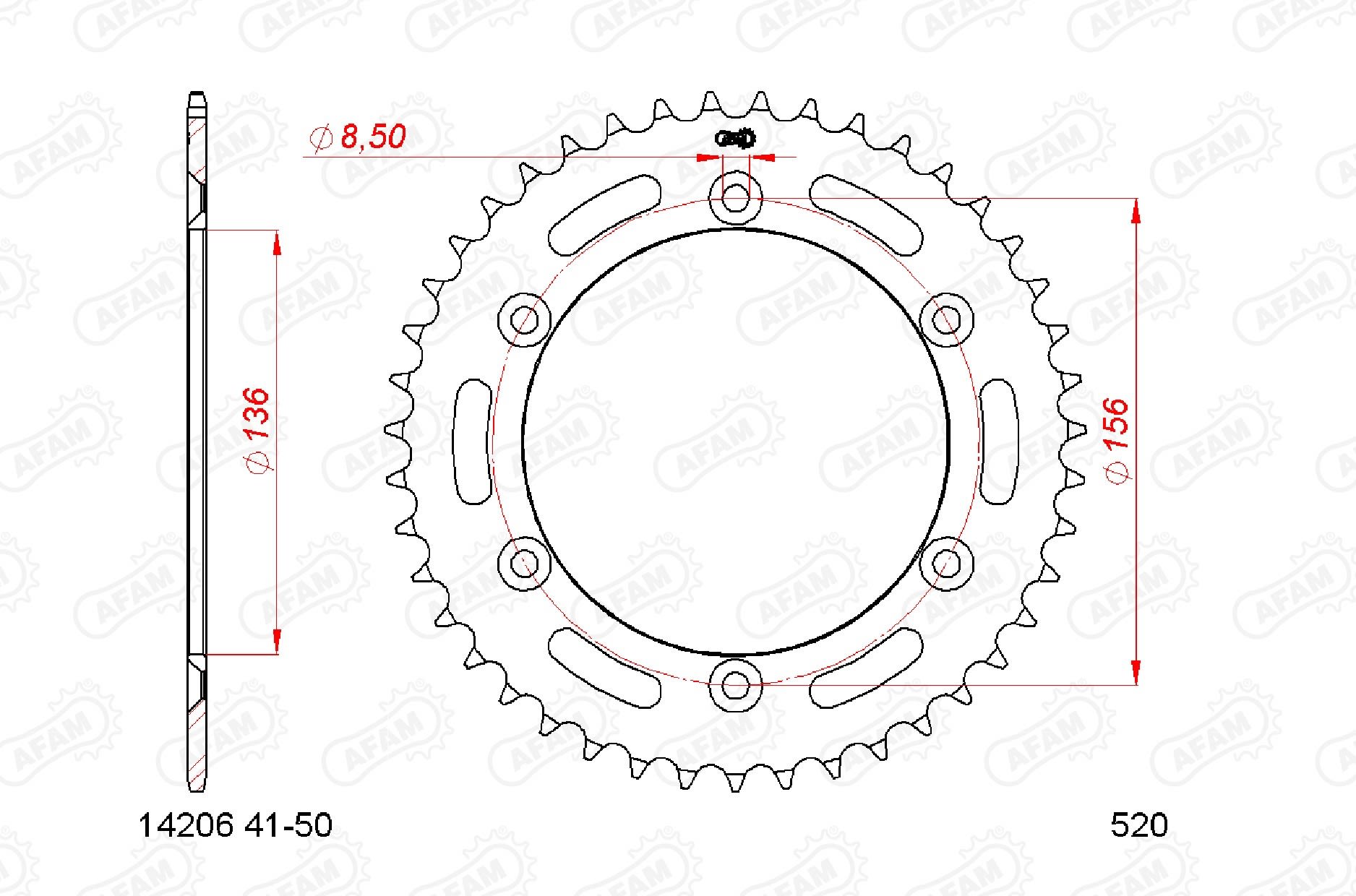 Corona AFAM acciaio14206-42 Passo 520 SWM SM 500 R 2016  -2019