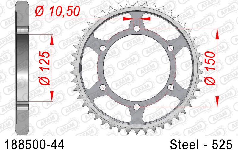 Corona AFAM 188500-44 in acciaio Passo 525 BENELLI TRK 502 X SPOKE WHEELS 2018  -2022