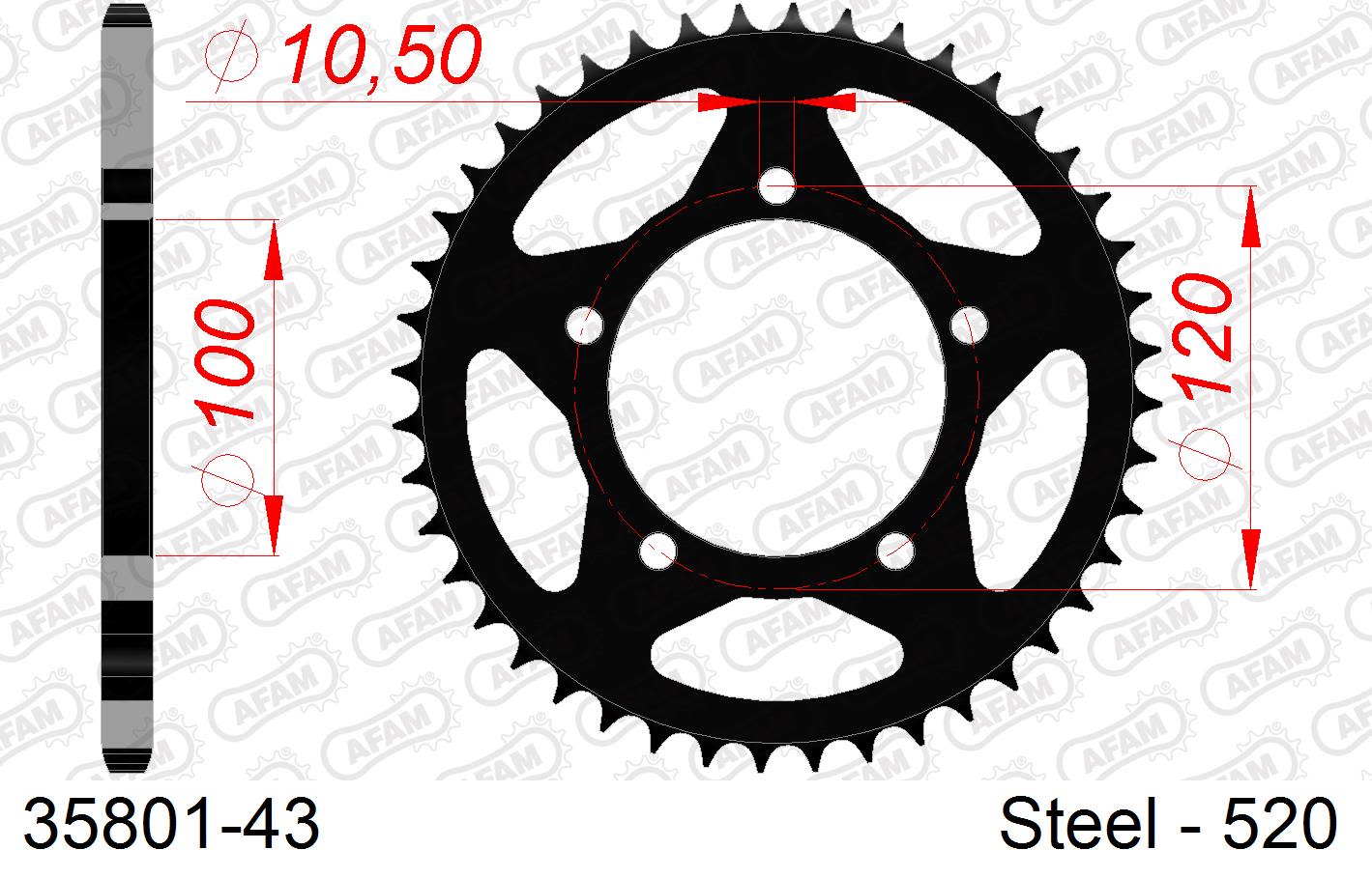 Corona AFAM acciaio35801-43 Passo 520 APRILIA RS 660 2020  -2022