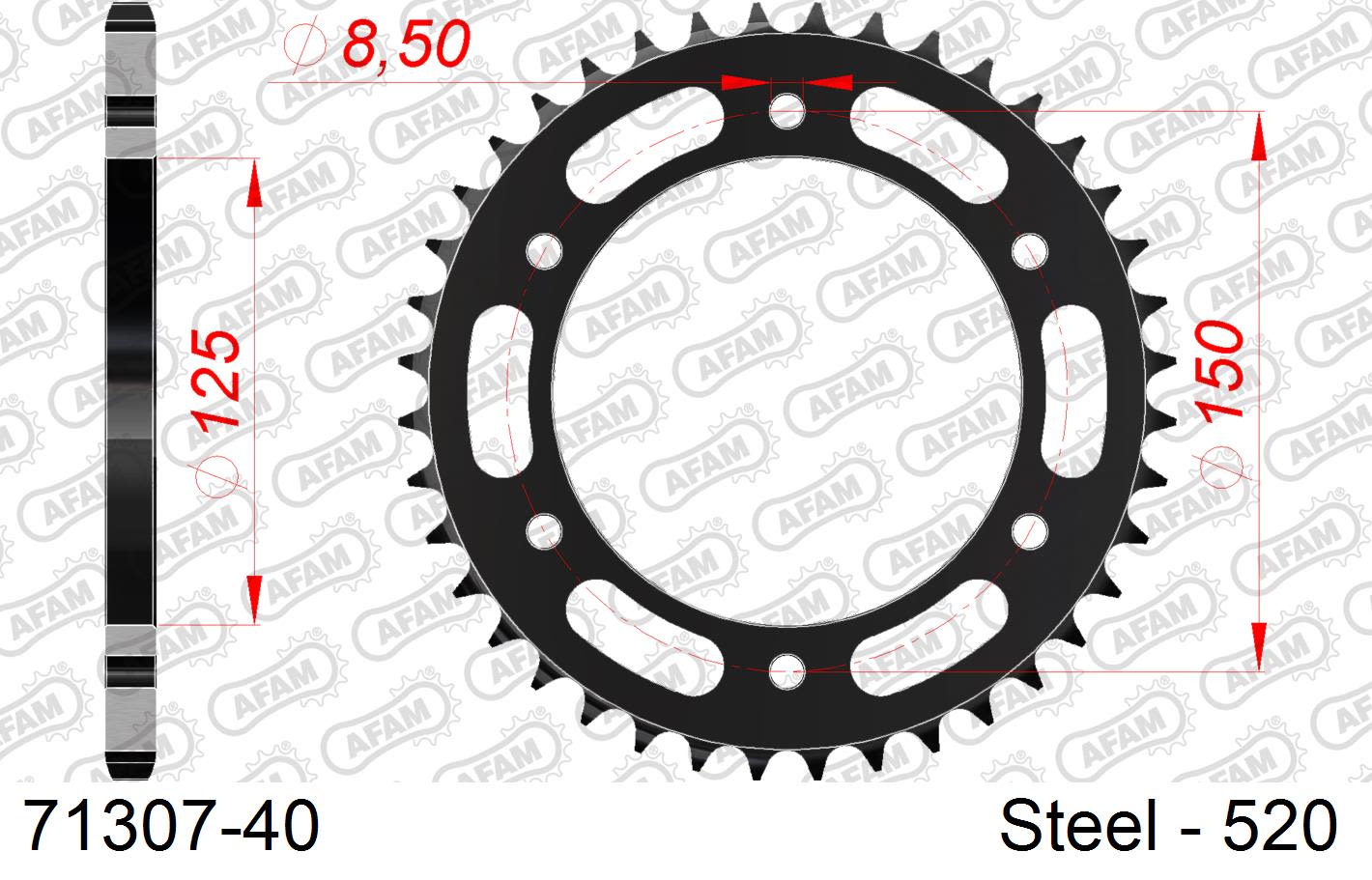 Corona AFAM acciaio71307-40 Passo 520 MASH 650 X-RIDE 2020  -2021