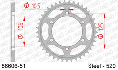 Corona AFAM acciaio86606-51 Passo 520 TRIUMPH 660 TRIDENT 2021  -2023