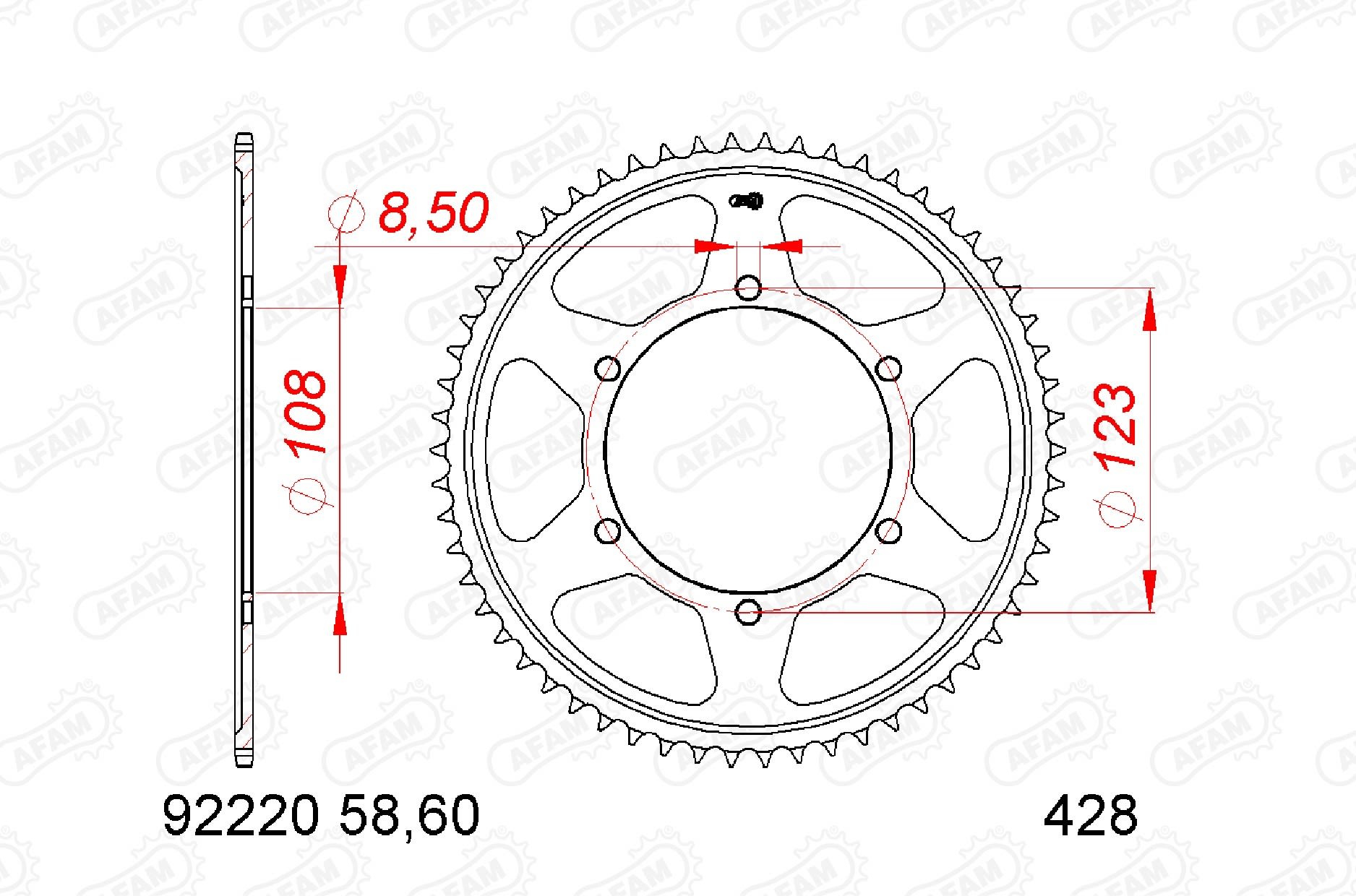 Corona AFAM acciaio92220-58 Passo 428 APRILIA RS 125 2021  -2022