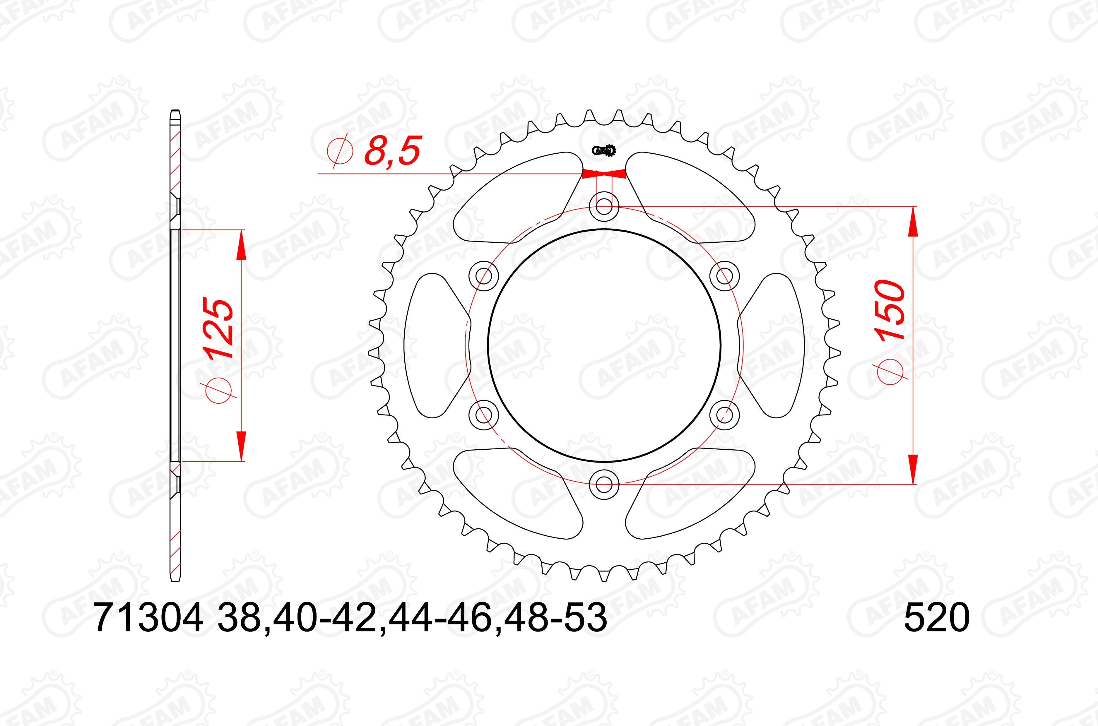 Corona AFAM 71304-49 In acciaio Passo 520 KTM SX-F 450 2020  -2022