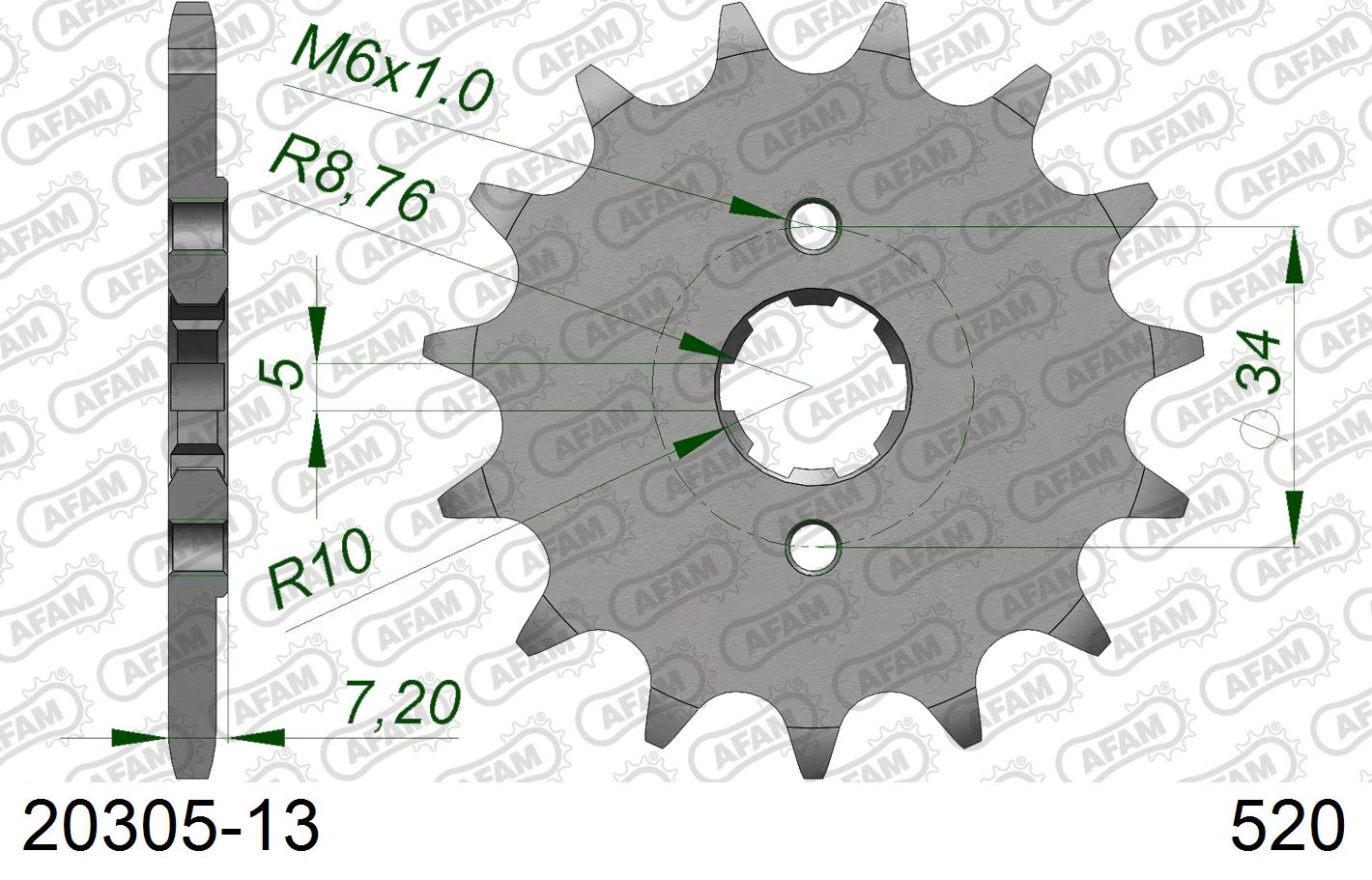 Pignone AFAM 20305-13 passo 520 HONDA NSR 125 R 1989 -1992