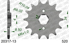 Pignone AFAM 20317-13 passo 520 HONDA CA 125 REBEL 1995 -2000