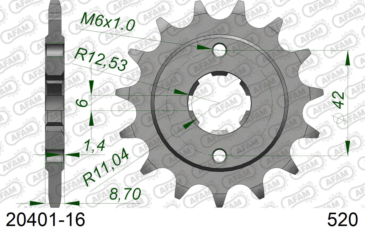 Pignone AFAM 20401-16 passo 520 HONDA CB 400 N 1981 -1983