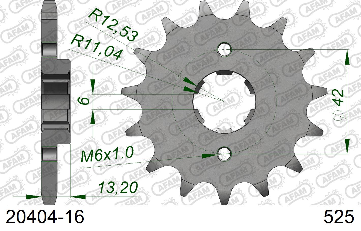 Pignone AFAM 20404-16 passo 525 HONDA CB 450 DX 1989 -1992