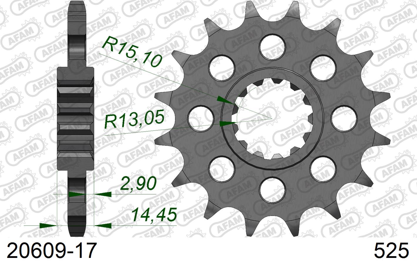 Pignone AFAM 20609-17 passo 525 HONDA RVF 750 R 1994 -1998