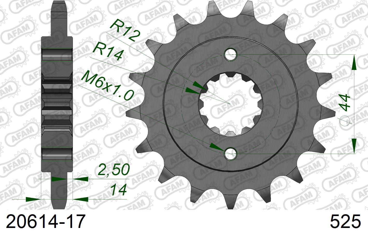 Pignone AFAM 20614-17 passo 525 HONDA VT 750 C SHADOW 1997 -2008
