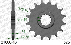 Pignone AFAM 21606-16 passo 525 YAMAHA YZF 600 R6 2006  -2022