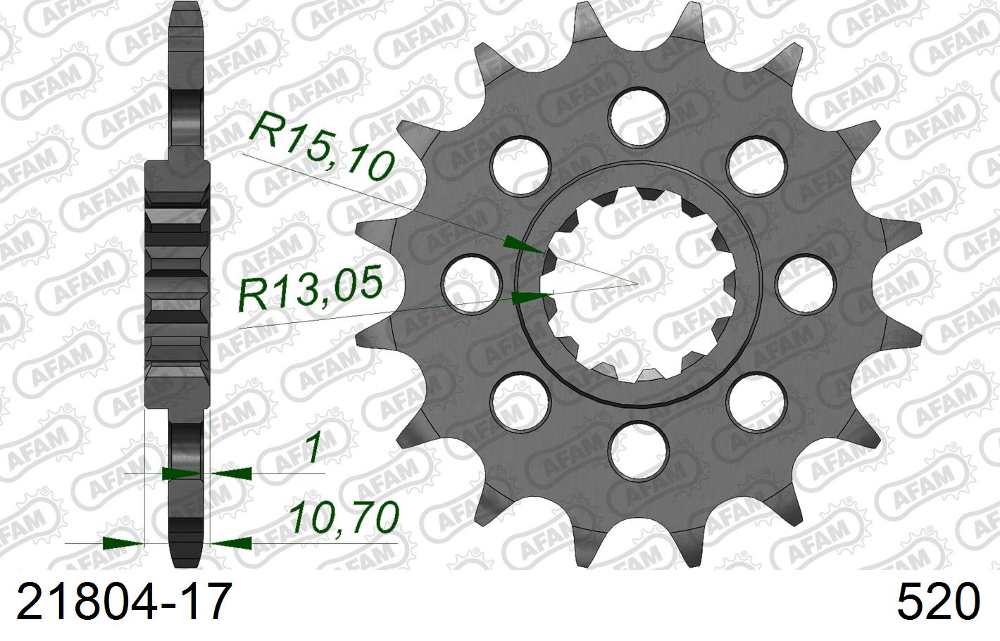 Pignone AFAM 21804-17 passo 520 YAMAHA YZF 1000 R1 2004  -2014