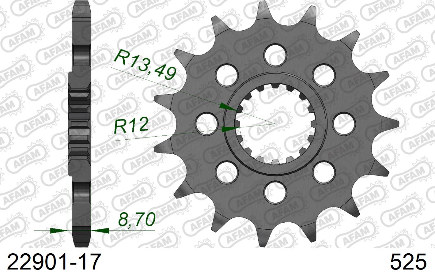 Pignone AFAM 22901-17 passo 525 SUZUKI GSX-R 1000 2009  -2016