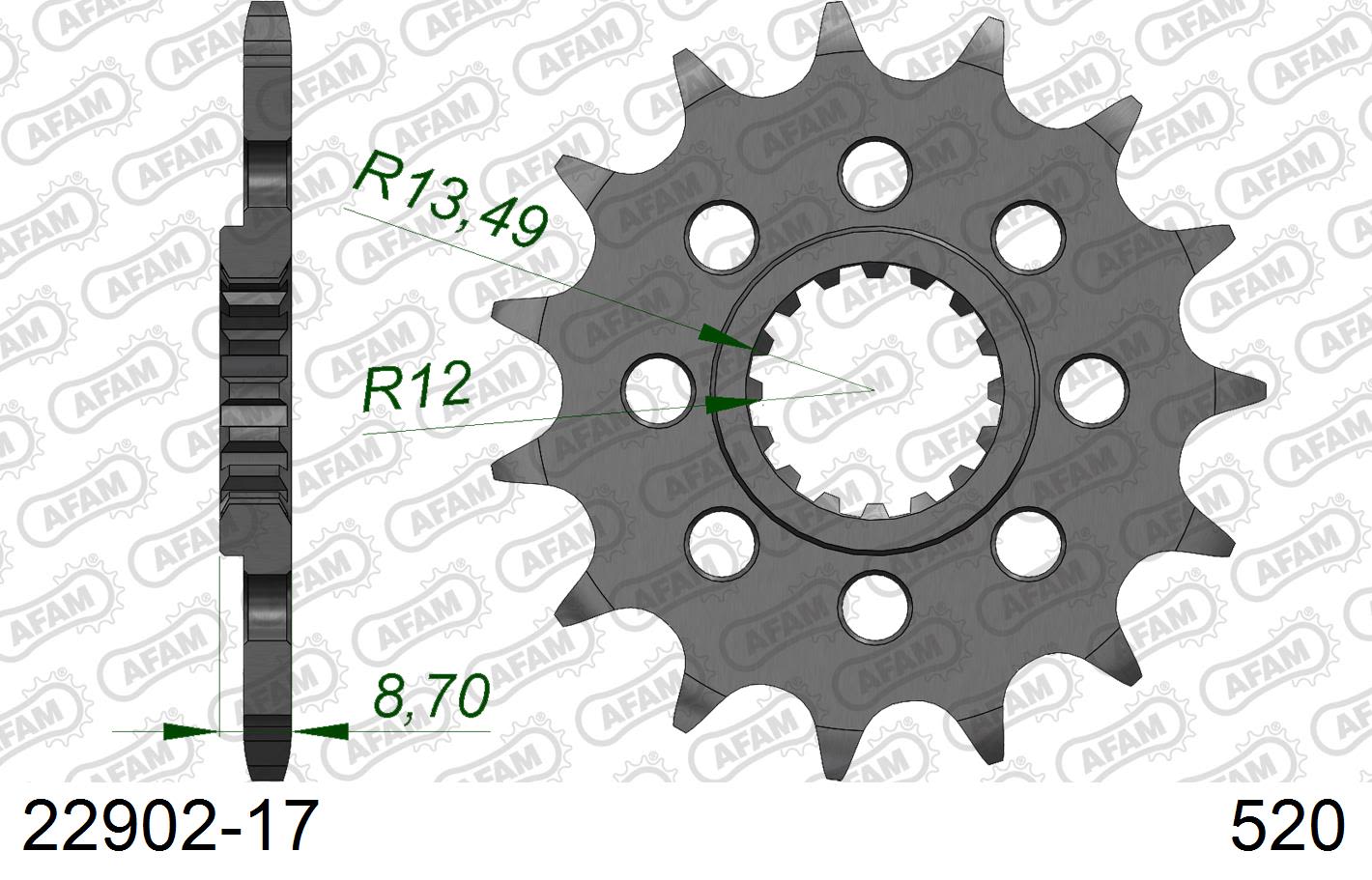 Pignone AFAM 22902-17 passo 520 SUZUKI GSX-R 1000 2009  -2016