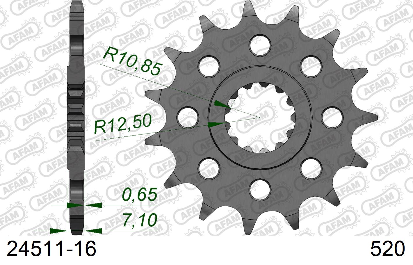 Pignone AFAM 24511-16 passo 520 KAWASAKI ZX 6 R 2007  -2016